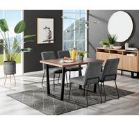Furniturebox Uk Kylo Brown Wood Effect Dining Table & 4 Dark Grey Halle Chairs