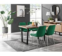 Furniturebox Uk Kylo Brown Wood Effect Dining Table & 4 Green Pesaro Silver Chairs