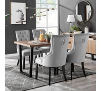 Furniturebox Uk Kylo Brown Wood Effect Dining Table & 4 Grey Belgravia Black Leg Chairs