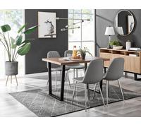 Furniturebox Uk Kylo Brown Wood Effect Dining Table & 4 Grey Corona Silver Chairs