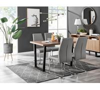 Furniturebox Uk Kylo Brown Wood Effect Dining Table & 4 Grey Lorenzo Chairs