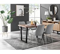 Furniturebox Uk Kylo Brown Wood Effect Dining Table & 4 Grey Pesaro Silver Chairs