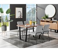 Furniturebox Uk Kylo Brown Wood Effect Dining Table & 4 Light Grey Halle Chairs