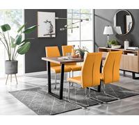 Furniturebox Uk Kylo Brown Wood Effect Dining Table & 4 Mustard Lorenzo Chairs