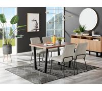 Furniturebox Uk Kylo Brown Wood Effect Dining Table & 4 Taupe Halle Chairs