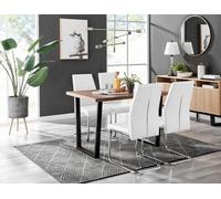 Furniturebox Uk Kylo Brown Wood Effect Dining Table & 4 White Lorenzo Chairs