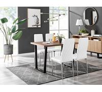 Furniturebox Uk Kylo Brown Wood Effect Dining Table & 4 White Milan Chrome Leg Chairs