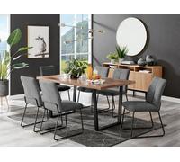 FurnitureboxUK Kylo Large Brown Wood Effect Dining Table & 6 Cream Halleyy Fabric Chairs in Dark Grey FurnitureboxUK Dark Grey