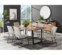 Kylo Brown Wood Effect Dining Table 6 Halle Chairs - Yellow