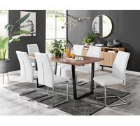 FurnitureboxUK Kylo Large Brown Wood Effect Dining Table & 6 Lorenzo Faux Leather Chairs in White FurnitureboxUK White