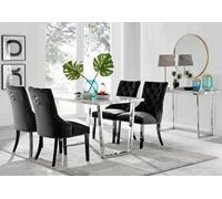Furniturebox Uk Kylo White Marble Effect Dining Table & 4 Black Belgravia Black Leg Chairs