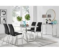 Furniturebox Uk Kylo White Marble Effect Dining Table & 4 Black Isco Chairs