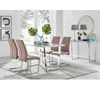 Furniturebox Uk Kylo White Marble Effect Dining Table & 4 Cappuccino Lorenzo Chairs