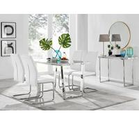 Furniturebox Uk Kylo White Marble Effect Dining Table & 4 White Lorenzo Chairs