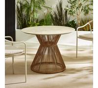 Furniturebox Uk Lanai Beige Rattan & Cream Round Garden Dining Table