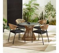 Furniturebox Uk Lanai Round Black Table & 4 Chairs Garden Dining Set