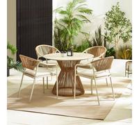 Furniturebox Uk Lanai Round Cream Table & 4 Chairs Garden Dining Set