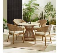 Furniturebox Uk Lanai Round Cream Table & 4 Chairs Garden Dining Set