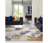 Furniturebox UK Large Modern Area Rug 160 x 230cm - 'Ruddick' Multicolour Paint Swatch Pattern Big Living Room Rug Short Pile Bold Maximalist Style For Lounge Bedroom Dining Room