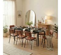 FurnitureboxUK Leif Wood Extending Dining Table with 8 Tan Delta Chairs in Black FurnitureboxUK Black