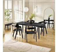 Furniturebox Uk Leif Black Wooden Rectangular Extending Table & 4 Masa Black Dining Chairs