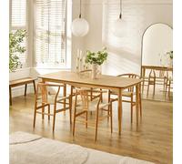 Furniturebox Uk Leif Oak Effect Wood Rectangular Extending Table & 4 Caia Wishbone Dining Chairs