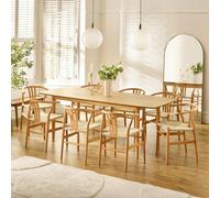 Furniturebox Uk Leif Oak Effect Wood Rectangular Extending Table & 8 Caia Wishbone Dining Chairs