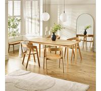 Furniturebox Uk Leif Oak Effect Wooden Rectangular Extending Table & 4 Masa Oak Dining Chairs