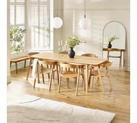 Furniturebox Uk Leif Oak Effect Wooden Rectangular Extending Table & 6 Masa Oak Dining Chairs