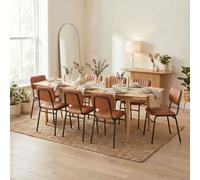 FurnitureboxUK Leif Wood Extending Dining Table with 8 Tan Delta Chairs in Light Oak FurnitureboxUK Light Oak