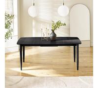 Furniturebox Uk Leif Rectangular Black Solid Wood Large Extending 6-8 Seater Dining Table