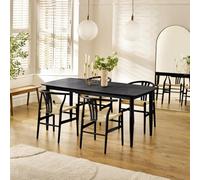 Furniturebox Uk Leif Wood Rectangular Extending Table & 4 Caia Black Wishbone Oak Dining Chairs