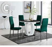 Furniturebox Uk Leonardo 4 Gold Dining Table And 4 Green Velvet Milan Black Leg Chairs