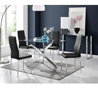 Furniturebox Uk Leonardo 4 Table And 4 Black Velvet Milan Chairs