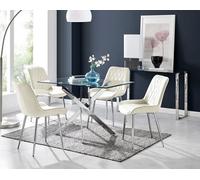 Furniturebox Uk Leonardo 4 Table And 4 Cream Pesaro Silver Leg Chairs