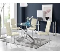 Furniturebox Uk Leonardo 4 Table And 4 Cream Velvet Milan Chairs