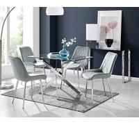 Furniturebox Uk Leonardo 4 Table And 4 Grey Pesaro Silver Leg Chairs