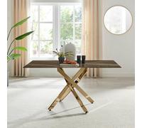 FurnitureboxUK Leonardo 6-Seater Dining Table With Marble Effect Glass Top & Gold Metal Legs in Dark Brown FurnitureboxUK Dark Brown