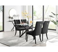 Furniturebox Uk Leonardo Black Leg Glass Dining Table & 4 Black Belgravia Black Leg Chairs