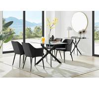 Furniturebox Uk Leonardo Black Leg Glass Dining Table & 4 Black Calla Black Leg Chairs