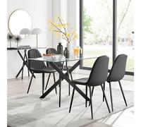 Furniturebox Uk Leonardo Black Leg Glass Dining Table & 4 Black Corona Black Leg Chairs