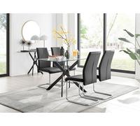 Furniturebox Uk Leonardo Black Leg Glass Dining Table & 4 Black Lorenzo Chairs