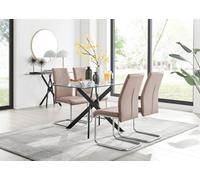 Furniturebox Uk Leonardo Black Leg Glass Dining Table & 4 Cappuccino Lorenzo Chairs