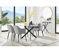 Furniturebox Uk Leonardo Black Leg Glass Dining Table & 4 Grey Calla Black Leg Chairs