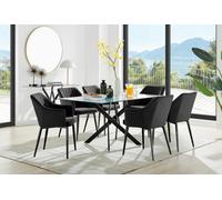 Furniturebox Uk Leonardo Black Leg Glass Dining Table & 6 Black Calla Black Leg Chairs