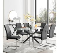 Furniturebox Uk Leonardo Black Leg Glass Dining Table & 6 Black Lorenzo Chairs