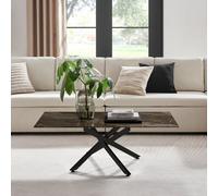 FurnitureboxUK Leonardo Rectangular Marble Effect Glass Top Coffee Table With Black Metal Starburst Legs in Grey FurnitureboxUK Grey