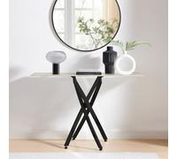 Furniturebox Uk Leonardo Console Table With White Glass Marble Effect Top And Black Legs