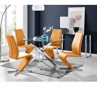 Furniturebox Uk Leonardo Glass And Chrome Metal Dining Table And 4 Mustard Yellow Willow Chairs Set