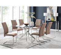 Leonardo Dining Table With Six Lorenzo Chairs - Cappuccino
